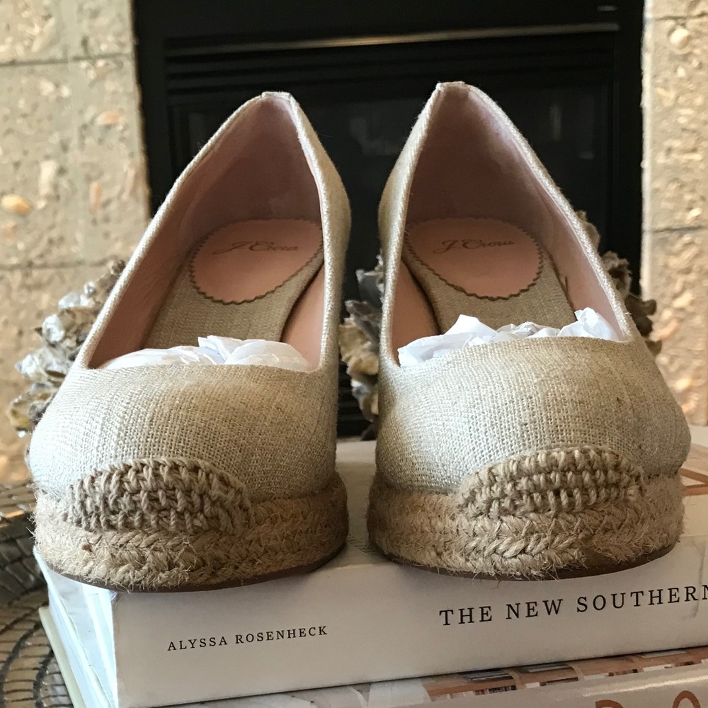 J. CREW SEVILLE METALLIC ESPADRILLE WEDGES - Picture 3 of 14